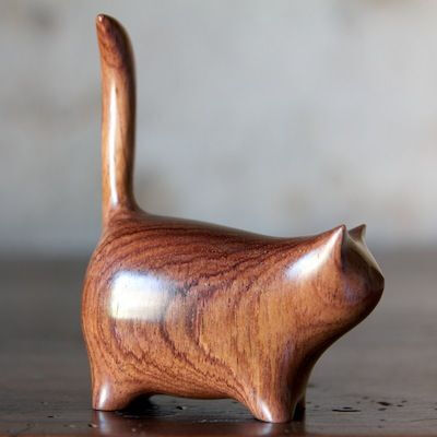 "Martha Cat", wood carving by Perry Lancaster: