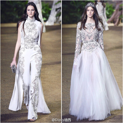 Elie Saab Haute Couture s/s 2016┃这季高定仙裙灵感来自南亚国度的传统纱丽～宝石金线钉珠刺绣，珠光宝气的元素一样不缺，怎么华丽怎么来～[色][色][色]天竺仙女[色][色][色]～