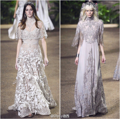 Elie Saab Haute Couture s/s 2016┃这季高定仙裙灵感来自南亚国度的传统纱丽～宝石金线钉珠刺绣，珠光宝气的元素一样不缺，怎么华丽怎么来～[色][色][色]天竺仙女[色][色][色]～