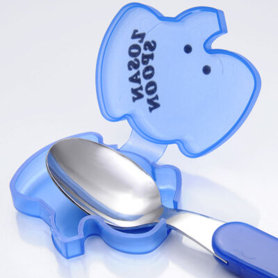 日本进口ECHO不锈钢儿童餐具 便携勺子 宝宝训练勺 卡通吃饭勺