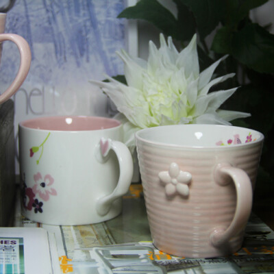 出口costa粉色花朵森林梦系列陶瓷咖啡杯马克杯子