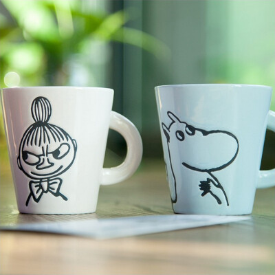 MOOMIN姆明亚美雕刻陶瓷杯子 创意咖啡杯可爱水杯牛奶马克杯