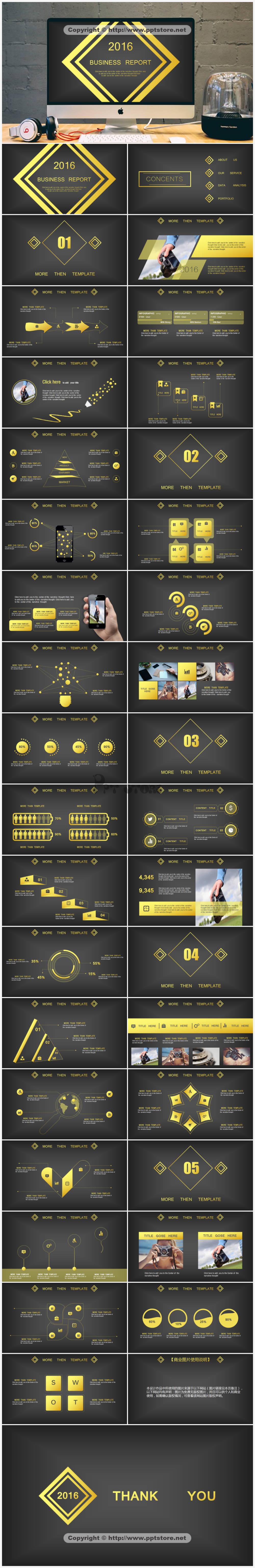 【动态】金色线条 06——高端欧美时尚商务PPT模板