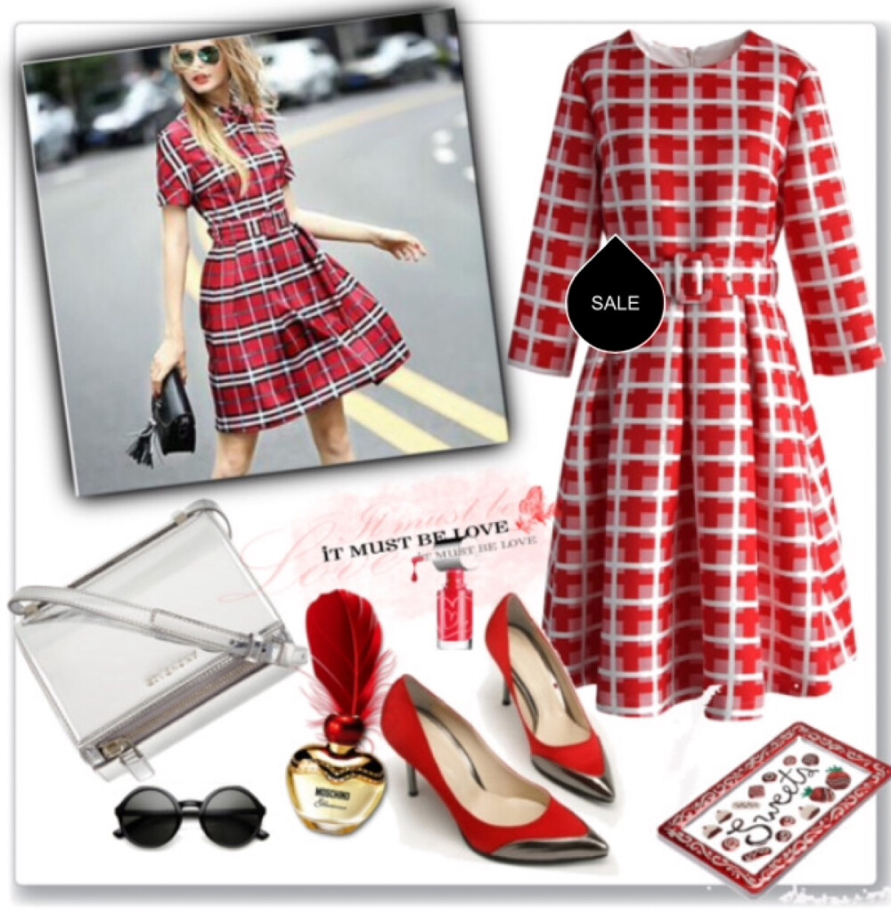 chicwish red cross belted flare dress!