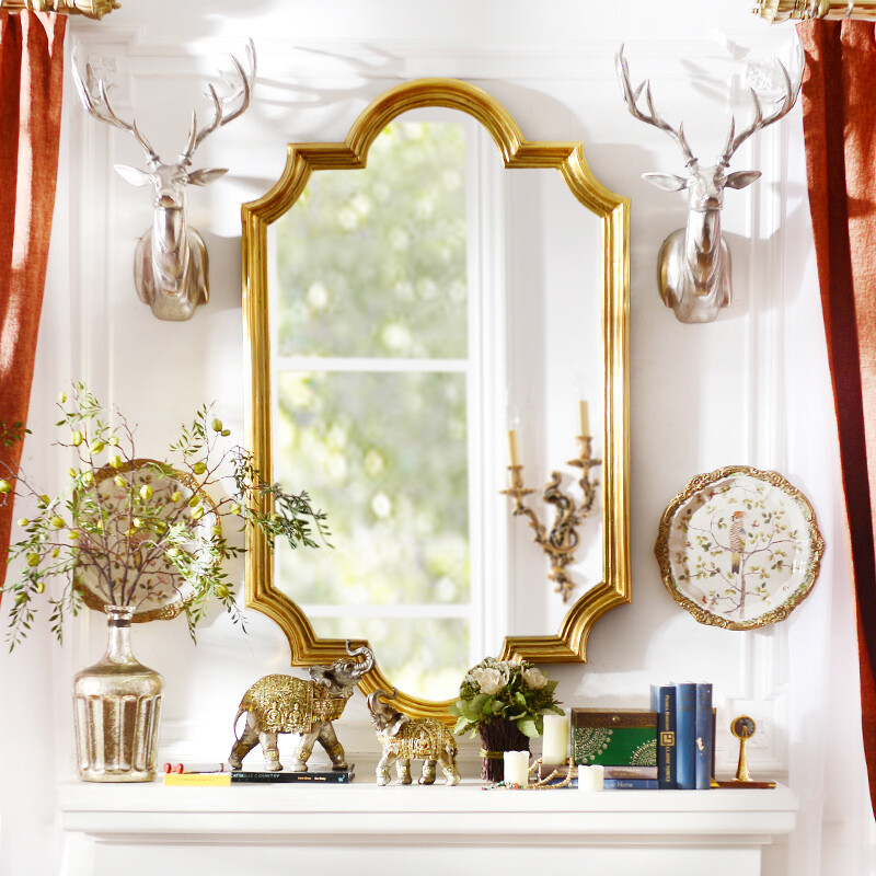 奇居良品 家居客厅卫浴壁饰 凯瑟欧式奢华墙面PU装饰镜子 F款