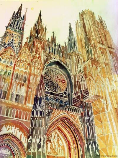 水彩 各地标志性建筑