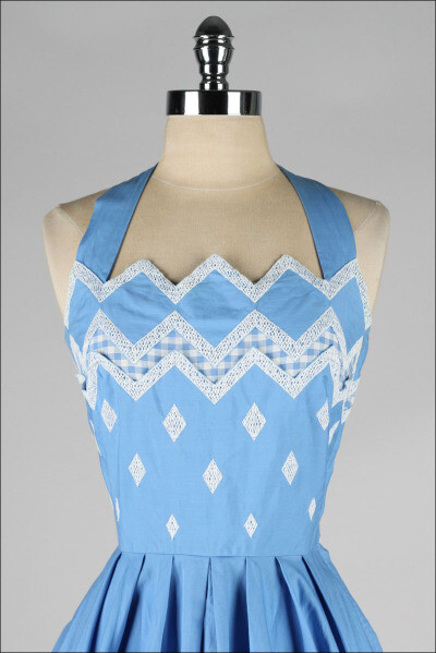 Embroidered Cotton Halter Dress, ca. 1950s Hayette via Mill Street Vintage