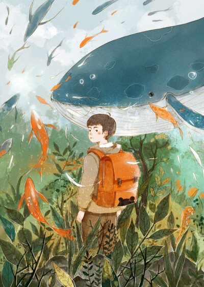 插画、艺术、水彩、场景、壁纸、线条、涂鸦、黑白、手绘、彩铅、治愈、森系、水粉