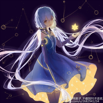 VOCALOID4星尘 V家V+ 图源见水印侵删致歉 水彩风插画 星空夜空深海 已开售 应援色金色——诞生于以太之海 星尘我好喜欢你！@璟无chichu