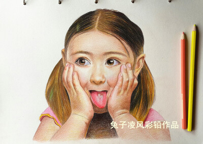 兔子凌风陶启全彩铅画作品