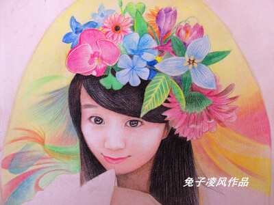 兔子凌风陶启全彩铅画作品