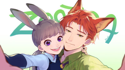 『沫沫』动漫原创 插画手绘 二次元 迪士尼《疯狂动物城》 Zootopia 兔朱迪 狐尼克