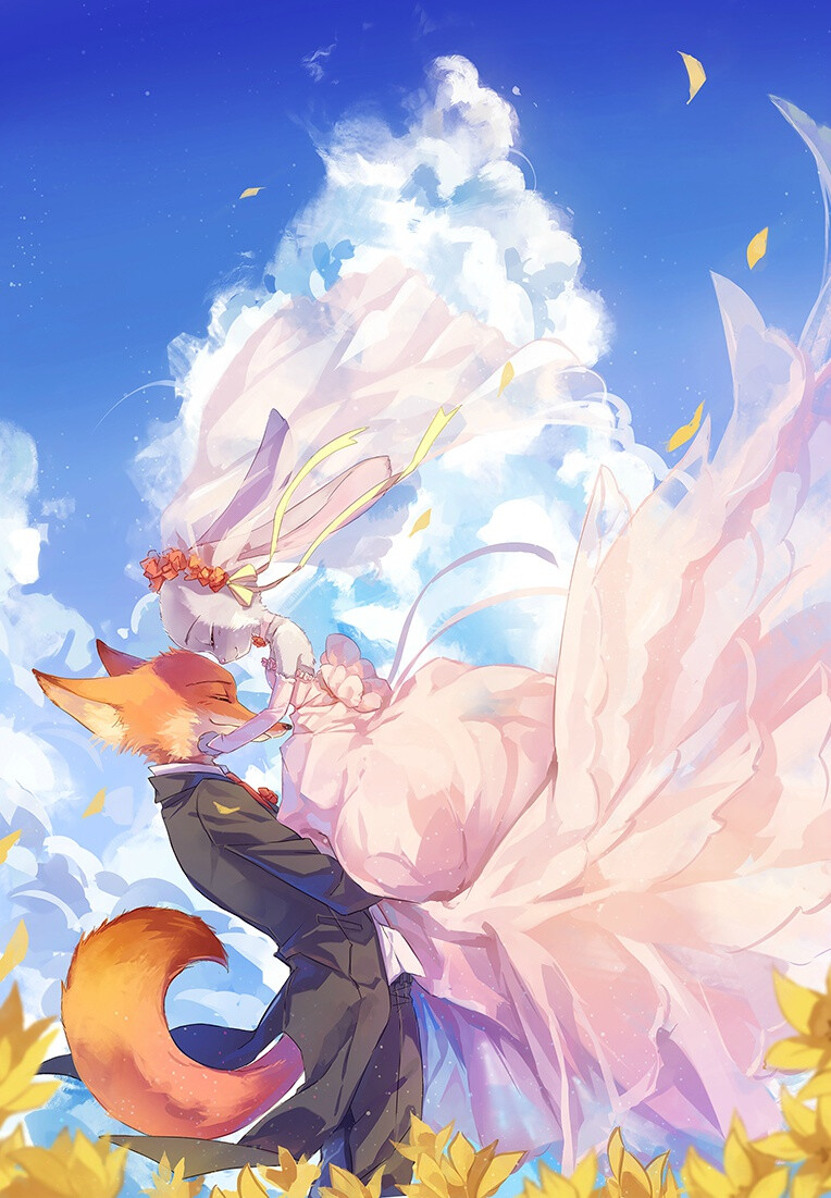 『沫沫』动漫原创 插画手绘 二次元 迪士尼《疯狂动物城》 Zootopia 兔朱迪 狐尼克