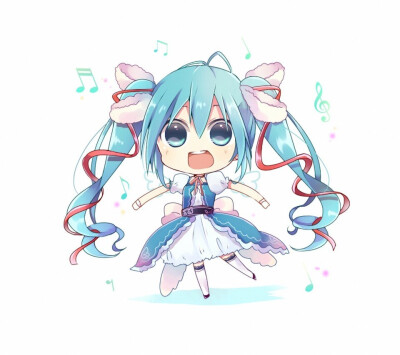 Q版 初音 可爱 音符