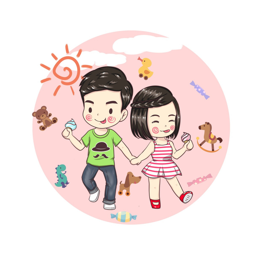 q版壁纸春游情侣壁纸