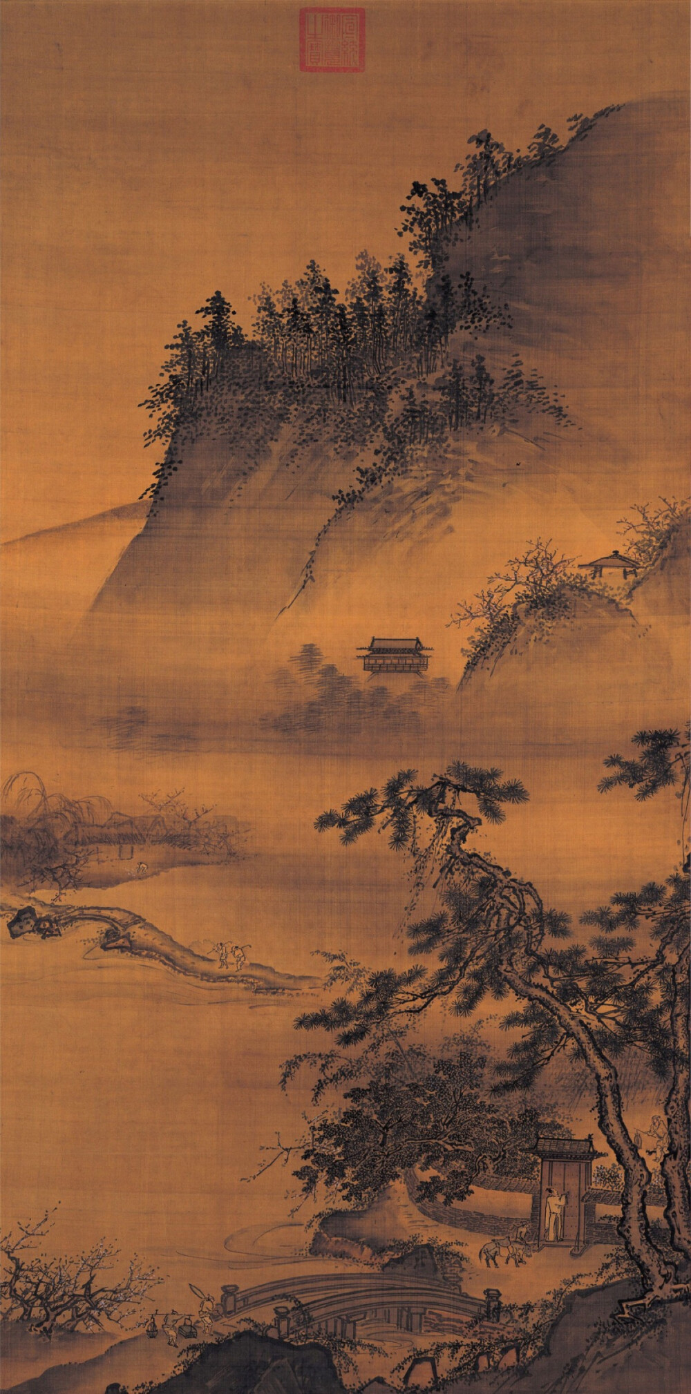 《春游晚归图》戴进 明朝第一 取法马远、夏圭（南宋院体画）错景丰富，法度严谨