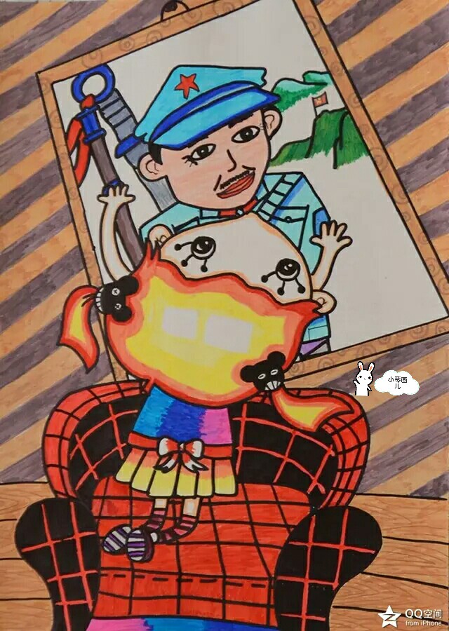 我得爸爸我的愿望水彩笔儿童画