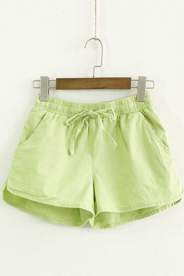 糖果色荧光棉麻短裤