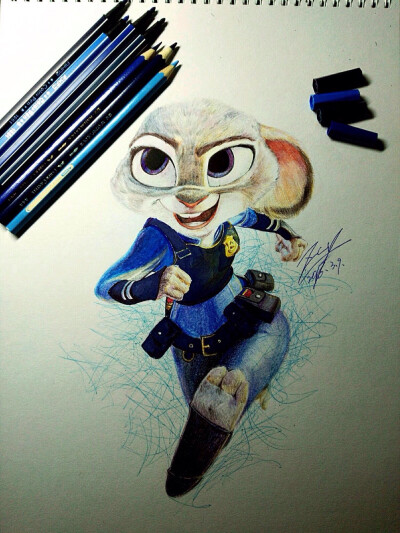 #疯狂动物城# #Zootopia# #Judy# 可爱彩铅饭绘 cr：见logo