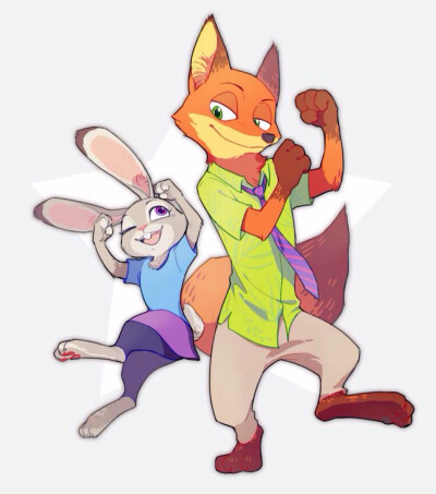 #疯狂动物城# #Zootopia# #Nick# #Judy# 可爱饭绘 