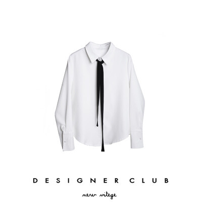 Designer club / 新品自制 可脱卸撞色飘带衬衫 女欧美学院风