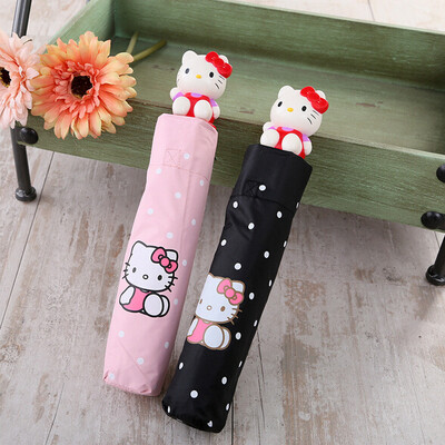 全自动太阳伞韩国Hello Kitty猫可爱三折叠伞儿童创意晴雨伞女
