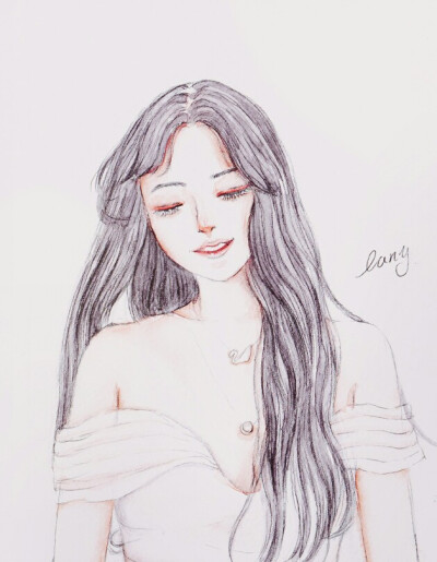 手绘 头像女 水彩画 美女 微博：尛尛岚Lany