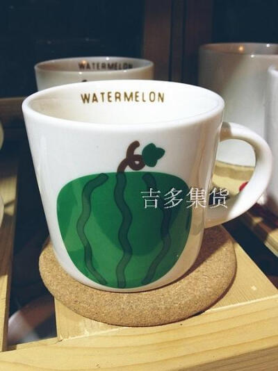 陶瓷水杯 西瓜图案 茶杯果汁杯小清新杯子 zakka风格礼物