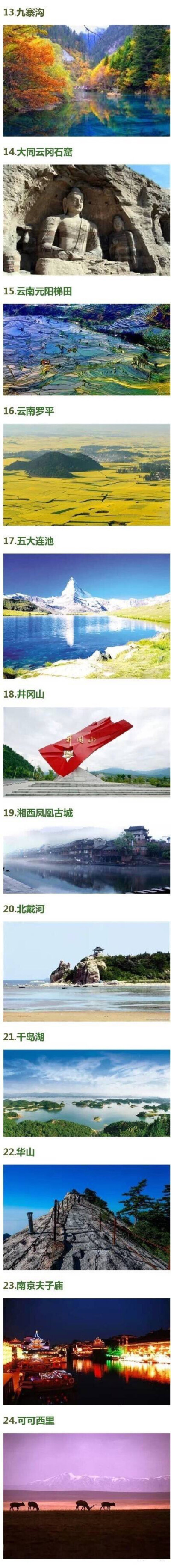 中国100大必去的旅游景点，你去过几个？赶紧出发吧！