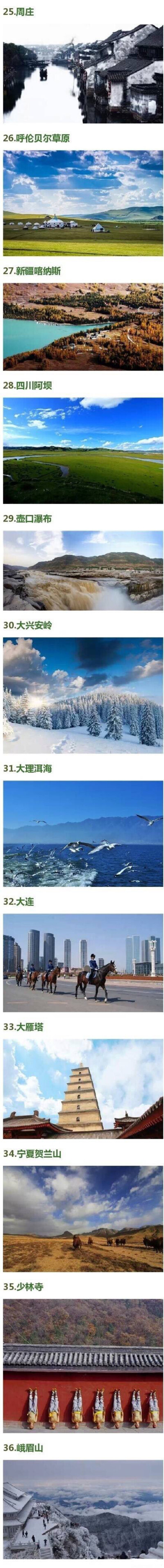 中国100大必去的旅游景点，你去过几个？赶紧出发吧！