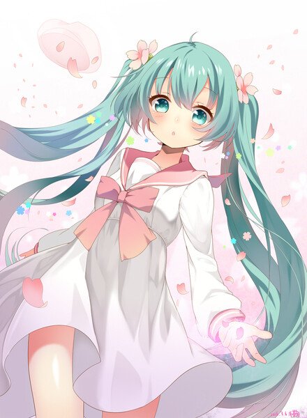 P站 二次元 插画 少女 头像 原创 初音未来 萌 水手服 画师： 手鞠@ラインスタンプうざくま 