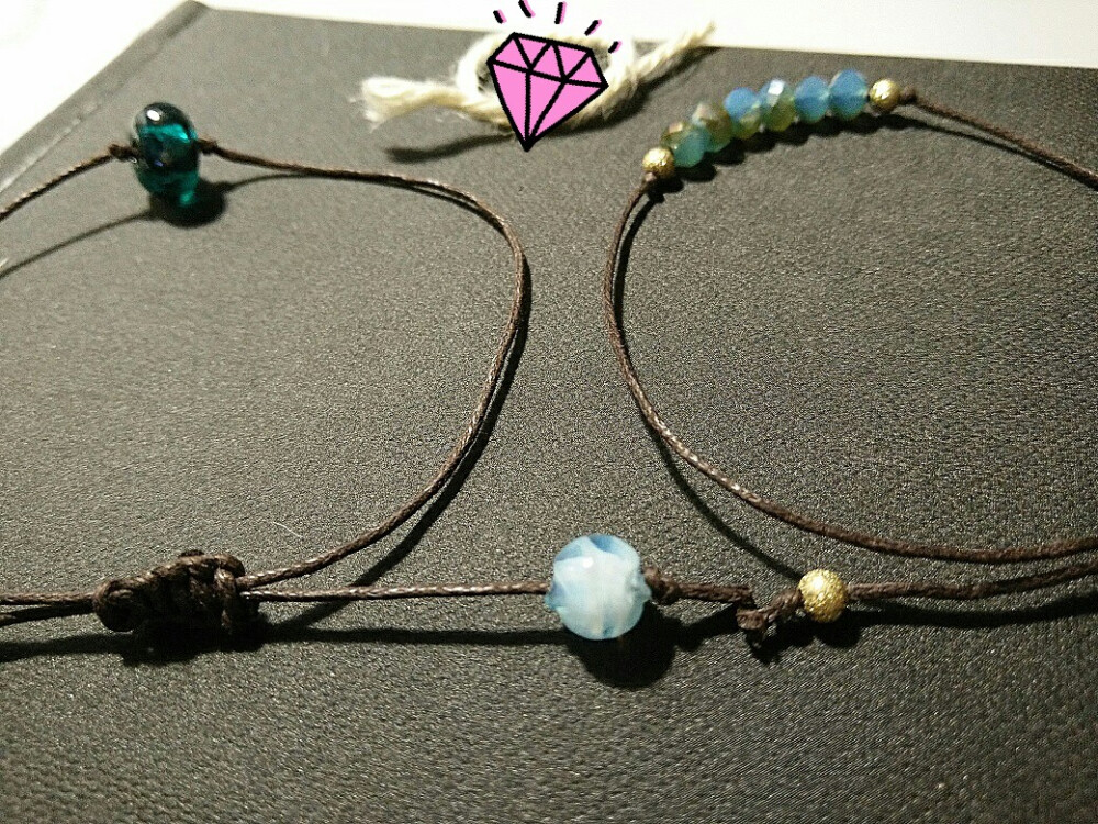 复古琉璃皮绳编织手链