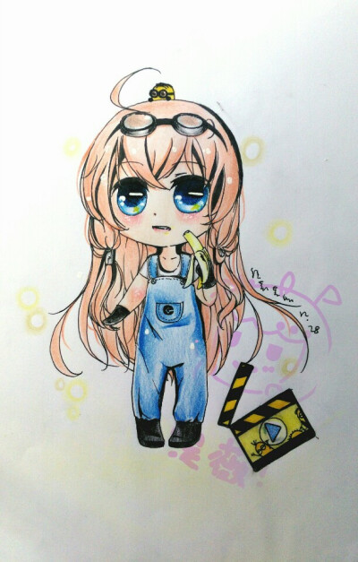 手绘 彩铅 q版 女孩