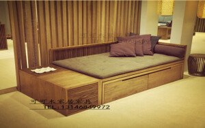 新中式实木床榻沙发椅家具组合免漆老榆木罗汉床沙发床仿古家具
