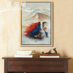 美倪屋 现代风景纯手绘油画 客厅玄关抽象装饰画走廊竖版挂画包邮