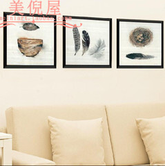 美倪屋 现代简约北欧抽象三联油画 客厅玄关装饰画 卧室挂画包邮