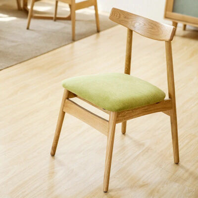 欧式简约牛角肯尼迪椅家用实木木头椅子靠背椅新中式酒店餐椅