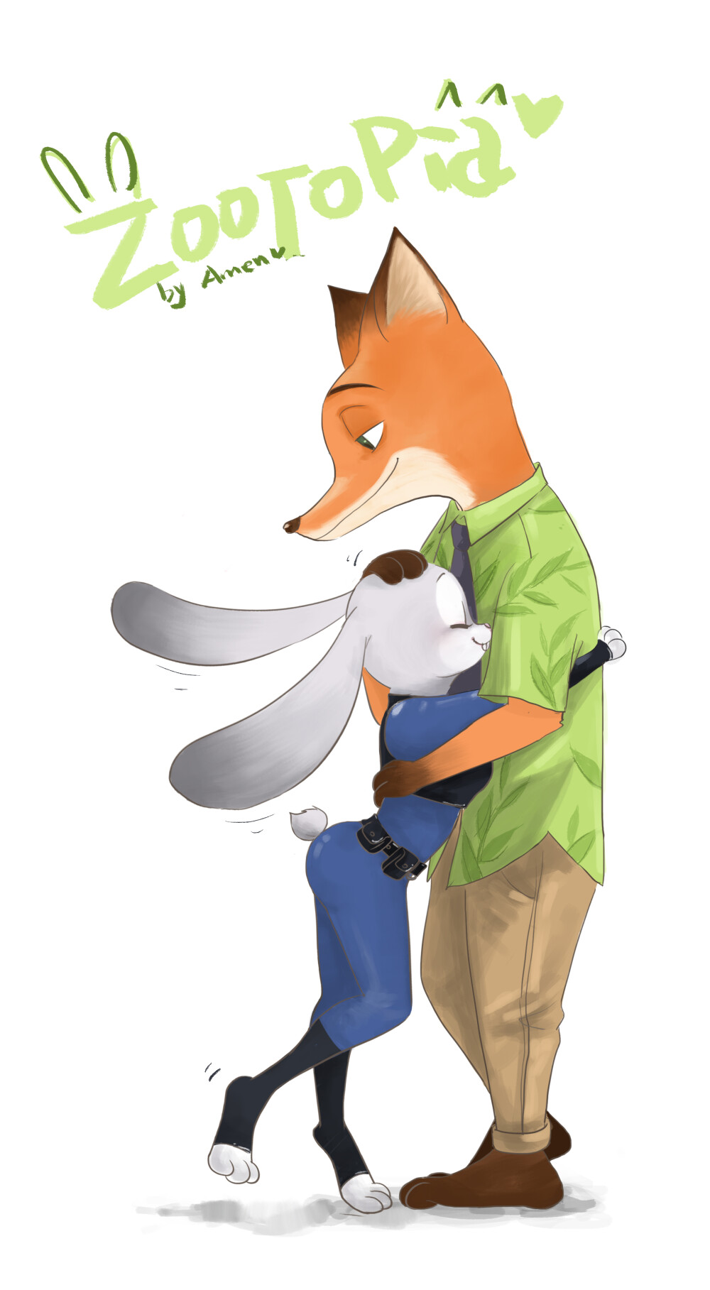 疯狂动物城 ZOOTOPIA 终于记起来把这俩给画了~简直最萌身高差~微博@梁阿闻