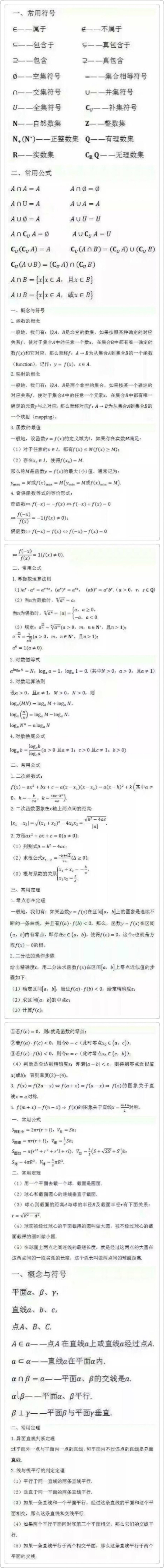 【数学公式】高一至高三所有数学公式，转给身边的高考党吧！(3-1)