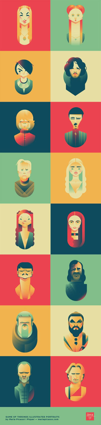 Game of Thrones vector illustrated caricature portraits by Maria Picassó
i Piquer.: