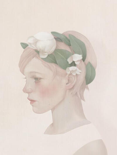 台湾Hsiao-Ron Cheng朦胧风格肖像插画欣赏花卉人物插画短发女孩
