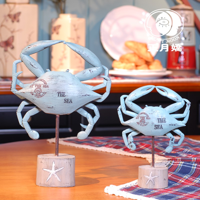 地中海海洋风螃蟹动物造型家居玄关儿童房间桌面装饰摆设创意礼物