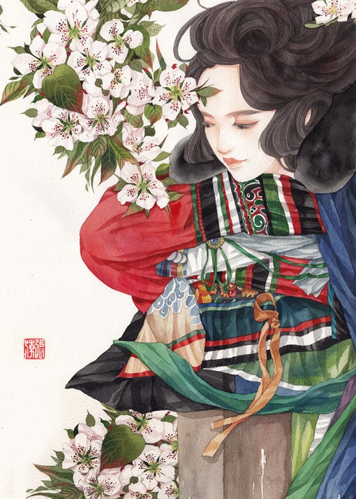 沁人心脾之美的唯美古风人物插画