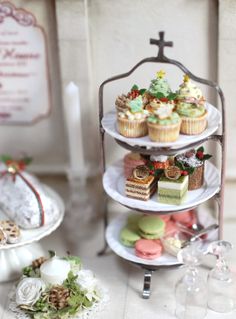 3-tier pastries by Nunu's House for miniature dollhouse bakery.