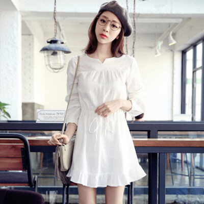  可爱的荷叶边，舒适的面料，透气清爽！漂亮的新款连衣裙很显瘦！