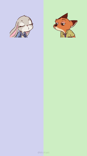 兔朱迪&狐尼克 情侣壁纸 隔离壁纸 聊天背景 @MissYukiii