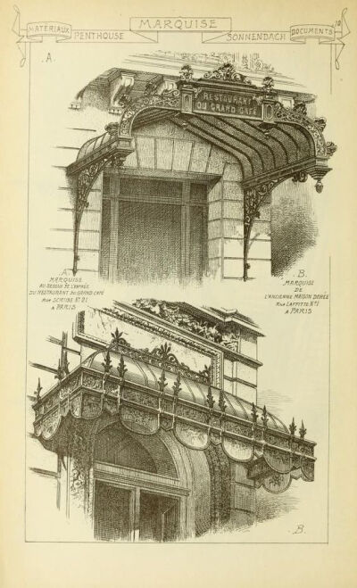 法国建筑的精致入口。《Materials and documents of architecture and sculpture》 1915,G. Broes Van Dort Co. edition, in French。