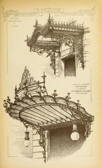 法国建筑的精致入口。《Materials and documents of architecture and sculpture》 1915,G. Broes Van Dort Co. edition, in French。