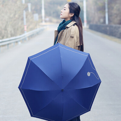  纯色唯美夏日遮阳晴雨两用，独特的双层伞面设计，0透光完美防晒