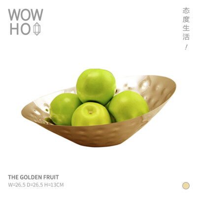 [WOWHOO]THE GOLDEN FRUIT不锈钢打点黄铜风格果盘储物盘